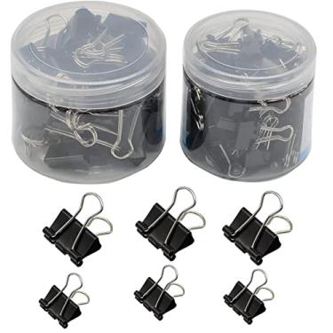 Imagem de 100 clipes de papel para fichário preto, grampos de papel sortidos para escritório, trabalho, escola e casa (2 tamanhos - 100 peças)
