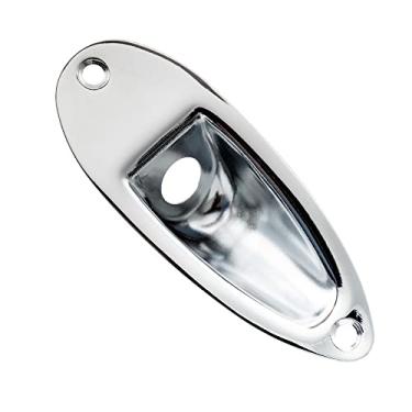 Imagem de Musiclily Pro 10mm Canoa Jack Plate de Aço Placa de Jack para Guitarra tipo Strat,Cromado