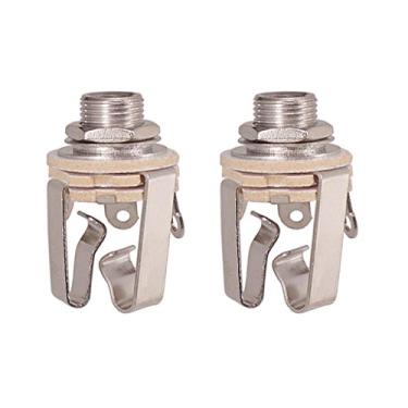 Imagem de 2 pçs 6,35 mm placa de soquete de saída estéreo para captador de guitarra e baixo