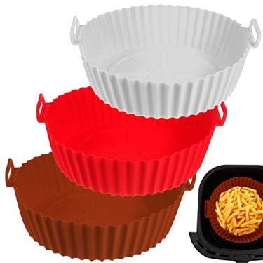 Imagem de 3 Pçs Air Fryer Panela de Silicone Airfryer Cesta Inserção Forro Assadeira Assadeira Panela Antiaderente Air Fryer Acessório para Forno de Fritadeiras a Ar