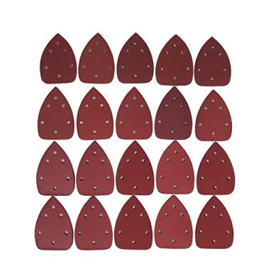 Imagem de SHENGANG 20 peças 6 folhas de lixa de furo triângulo lixa vermelha gancho e laço 40-1000 grãos disco de lixa abrasivo para lixamento de madeira, 1000