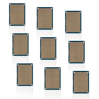 Imagem de Treedix 9 peças mini placa de pão soldável universal placa de protótipo PCB placa de proteção dupla face estanhada banhada a ouro furos compatíveis com kit Arduino Raspberry Pi Shield Prototipagem e testes