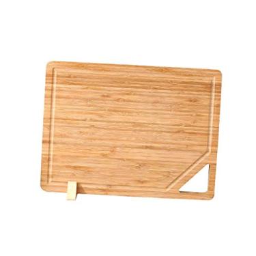 Imagem de Tábua de corte estável Bloco de corte de bambu doméstico com placa de corte ranhurada para massas/frutas/queijo/carne com cabo de bambu (tamanho: 15 x 10,23 x 0,78 pol.) little surprise