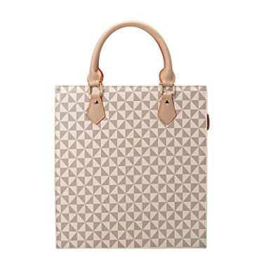 Imagem de ANNI RIEL Bolsa extra grande para mulheres, pasta de couro, bolsa de trabalho, bolsa de couro com padrão de moda, bolsa feminina, Branco