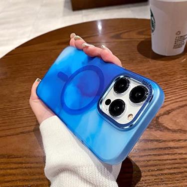 Imagem de Capa de telefone de carregamento magnético gradiente aquarela original para iPhone 14 Pro Max 13 Pro Max 14 Plus Capa de silicone, azul, para iPhone 14 Promax