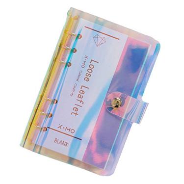 Imagem de A6 A5 Pasta de arquivo com tampa de PVC colorida de 6 furos e anel redondo com fecho de botão de pressão (Laser, A6 mini set)