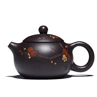 Imagem de Chaleira chinesa de 160 ml feita à mão com fragrância de ameixa pintada de lama Xi Shi Chaleira de argila roxa