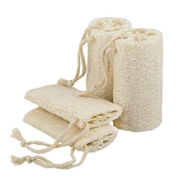 Imagem de pisdoplop Esponja esfoliante corporal natural de 12,7 cm, lufa de bucha orgânica à base de plantas, para homens e mulheres, cuidados com a pele, banho, chuveiro, limpeza, costas e rosto, esponjas