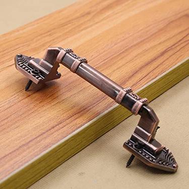 Imagem de Puxadores de porta de correr de celeiro vintage Maçanetas e maçanetas de madeira Maçaneta de móveis em cupborad europeu para portas de interiores de cozinha, bronze vermelho, 150 MM