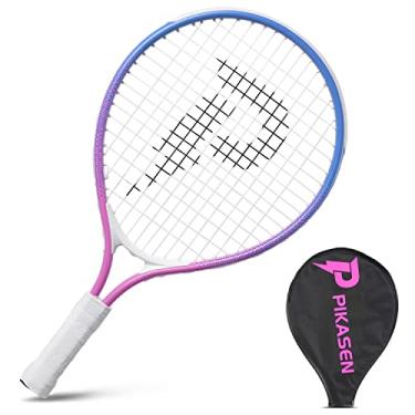 Imagem de Pikasen Raquete Infantil de Tênis, Kit com Alça de Ombro e Mini Raquete, 43 cm, Rosa