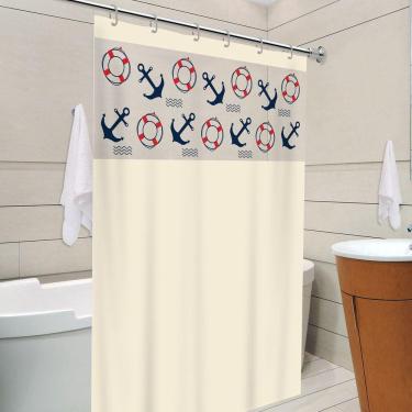 Imagem de Cortina Para Box Banheiro Com Visor Marinheiro Com Gancho Anti Mofo Resistente Alta Qualidade Pvc Diversas Cores
