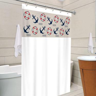 Imagem de Cortina Para Box Banheiro Com Visor Marinheiro Com Gancho Anti Mofo Resistente Alta Qualidade Pvc Diversas Cores