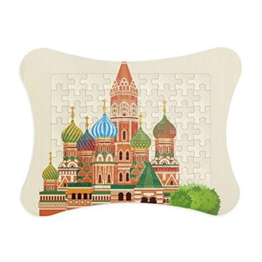 Imagem de Moldura de quebra-cabeça com símbolo nacional da Rússia com ilustração de ponto de referência