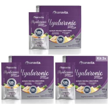 Imagem de Kit 3x Hyaluronic Verisol Sanavita - Ácido Hialurônico 120mg com Colágeno Verisol (90 sachês) (Kit 3x Tangerina com Abacaxi)