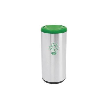 Imagem de Lixeira Inox Tramontina Piemonte Cápsula Selecta Plus Basculante Scotch Brite Verde 40 L Tramontina
