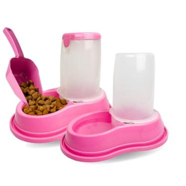 Imagem de Comedouro e Bebedouro Automático Pet Kit Pote de Ração Cães e Gatos Médio Grande Porte (Rosa)