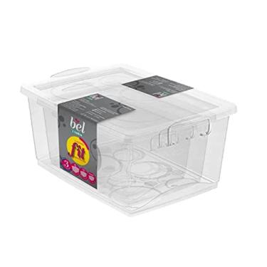 Imagem de Ordene - Conjunto com 3 Caixas Organizadoras Plásticas (600 ml, 1.5L e 4L) com Tampa com Trava Cor Cristal, Linha Bel