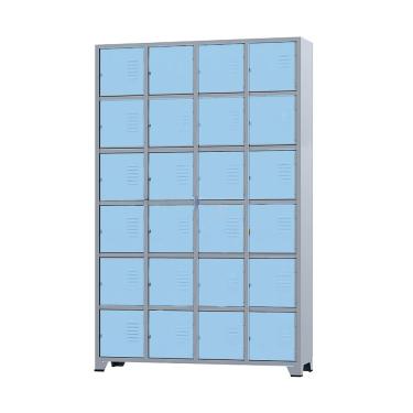 Imagem de Armário Roupeiro De Aço 24 Portas Para Vestiário Academia Locker Azul Claro com Chave