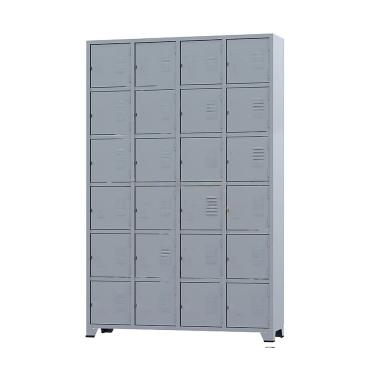 Imagem de Armário Roupeiro De Aço 24 Portas Para Vestiário Academia Locker Cinza com Chave