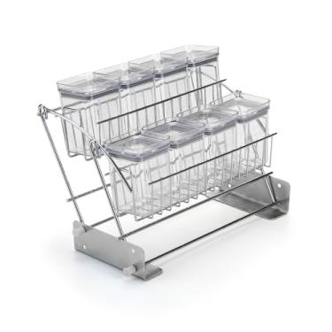 Imagem de Porta Tempero Articulável Com 8 Potes Herméticos P/Temperos E Adesivo Dupla Face 3m, Arthi