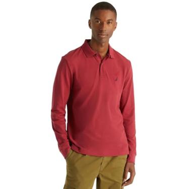 Imagem de Nautica Camisa polo masculina de manga comprida com caimento clássico, Autumn Berry, M