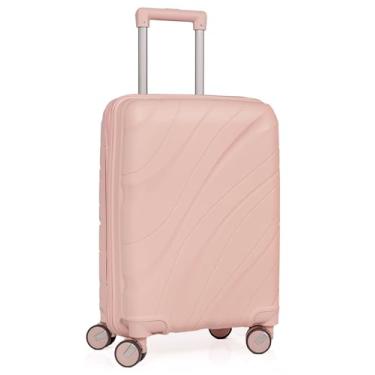 Imagem de Mala De Bordo 10Kg Medidas 55x35x25cm Padrão Anac Mala De Viagem Pequena De Mão 4 Rodas Duplas 360° Material Polipropileno Cadeado Antifurto Rígida Leve Lisa Carry-On (ROSA CLARO, PEQUENA)