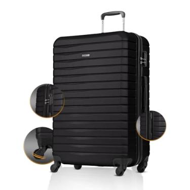 Imagem de Mala de Viagem Grande 32kg Sestini Deluxe, Cadeado 3 Dígitos, Rodas 360° Silenciosas, ABS Rígido Resistente (Preto, Grande)