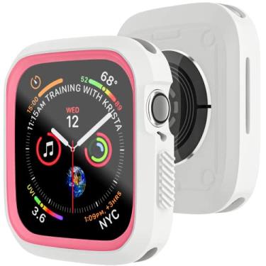 Imagem de D & K Exclusives Capa para Apple Watch Series 8 Series 7 à prova de choque capa protetora esportiva para iWatch mulheres, homens e crianças GPS iWatch 41 mm, branca, rosa