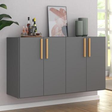 Imagem de Aparador Buffet 4 Portas Suspenso Viena Multimóveis Grafite/Natural