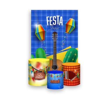 Imagem de Painel De Festa Vertical 1,50 x 2,20 + Trio De Capas Cilindro - Festa 