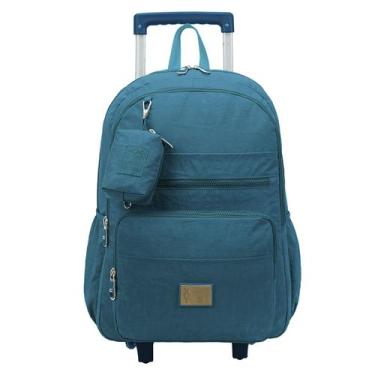Imagem de Mochila Carrinho Trendy Grande Escolar Rodinha Xeryus, Petroleo