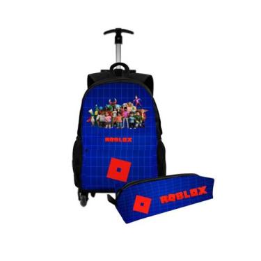Imagem de Kit Mochila Bolsa Escolar Com Rodinha Carrinho Para Viagem + Estojo Po