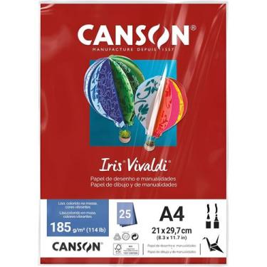 Imagem de Pct Papel Iris Vivaldi 25fls A4 185gr Canson Escolha a Cor, VERMELHO E