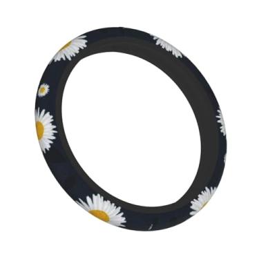 Imagem de Capa de volante floral de margarida de girassol, quente no inverno e fresca no verão, acessório universal de 38 cm para diversos carros, moda, elástico, respirável, silicone, antiderrapante, capa