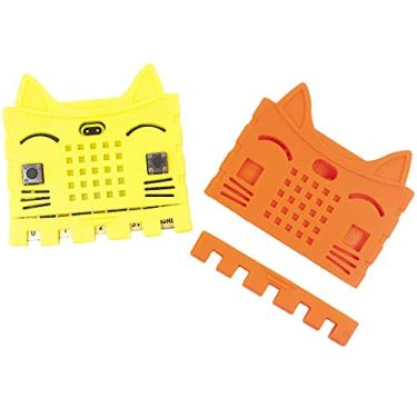 Imagem de risingsaplings Pacote com 2 capas protetoras de silicone para BBC Micro:bit V2, fácil de instalar, desenvolvimento faça você mesmo, amarelo e laranja