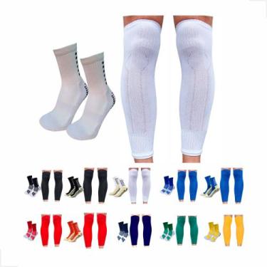 Imagem de Kit Meia Antiderrapante Esportiva + Canelito Meiao Cortado 38 ao 43 - 