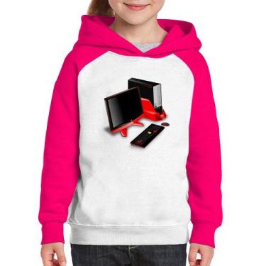 Imagem de Moletom Infantil PC Gamer - Foca na Moda, Branco, Rosa, 6