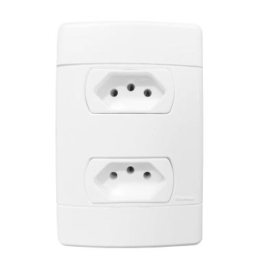 Imagem de Cj Tomada Dupla Separado 10A 4X2-Enerbras Neo Sottile Branco