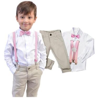 Imagem de Roupa Juvenil Social Masculino Batizado Casamento Gravata E Suspensóri