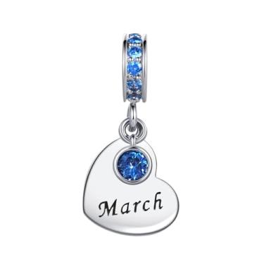 Imagem de MiiFort Pingente de coração de zircônia cúbica de 12 meses compatível com pulseiras Pandora Charms, One Size, Cobre, Sem Pedra Preciosa