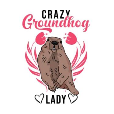 Imagem de Murmeltier Notizbuch: Verrückte Murmeltier Frau Crazy Groundhog lady / 6x9 Zoll / 120 karierte Seiten