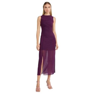 Imagem de Donna Morgan Vestido feminino elegante franzido sem mangas midi transparente sobreposição-Cocktail, Flor de inverno, 42