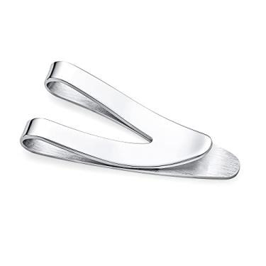 Imagem de Bling Jewelry Placa de dólar gravável personalizada grande grande forte $ homens clipe de dinheiro porta-cartão para homens adolescentes pai escovado tom prata aço inoxidável personalizável, One Size,