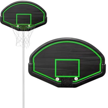 Imagem de Steelway Substituição da tabela de basquete, quadro traseiro de 2 furos para cesta de basquete para trampolim de 4,9 m, substituição da placa traseira em forma de leque de 69,6 cm x 45,5 cm
