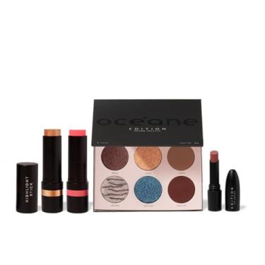 Imagem de Kit Paleta de Sombras + Blush em Bastão Rosa Claro + Iluminador em Bastão + Batom Nude Semi-Matte Océane Edition (4 Produtos)