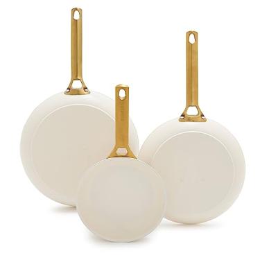 Imagem de GreenPan Conjunto de frigideiras Reserve Hard Anodizado de Cerâmica Saudável Antiaderente 20,32 cm e 25,4 cm e 30,5 cm Conjunto de Frigideiras de 3 peças, Alça Dourada, Livre de PFAS, Seguro para