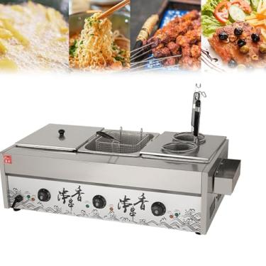 Imagem de Fritadeira elétrica multifuncional,máquina de ferver Oden e máquina de cozinhar macarrão, ajuste de temperatura de 50-300 ℃,para uso em restaurantes comerciais,para frango frito,camarão,fritas