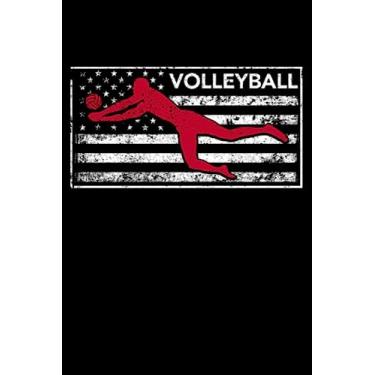 Imagem de American Flag Volleyball Player USA Coach Fan Patriotic: Funny Volleyball Women Girls Men Youth | Dot Grid Journal, Notebook or Organizer | Notes, ... book, Scheduler, Task Checklist | 6x9 Inches