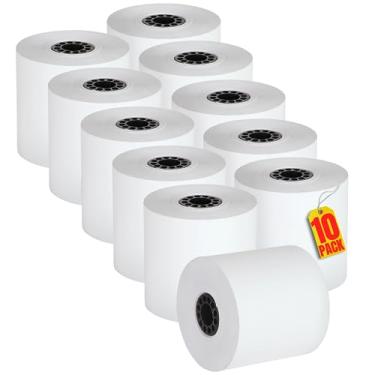 Imagem de 1InTheOffice Rolos de papel para calculadora 5,7 cm x 203,2 cm, rolos de papel térmico para cartão de crédito, recibo térmico, pacote com 10