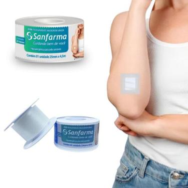 Imagem de Fita Trasparente Microperfurada 25mm X 4,5m Sanfarma Kit 2 Unidades